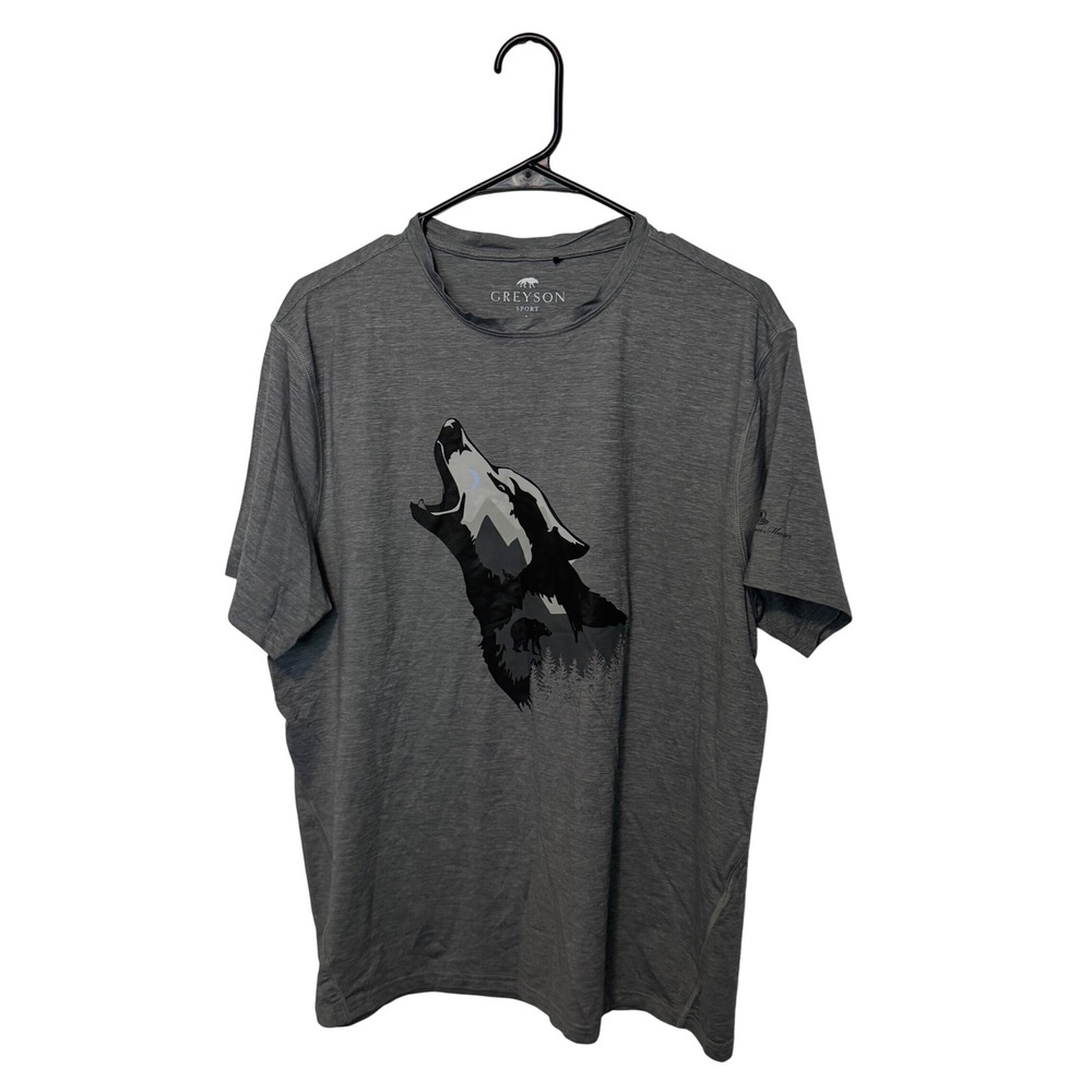 Greyson Shirt Mens Large Gray Wolf Graphic Martis Camp brrr Cooling Tee Golf